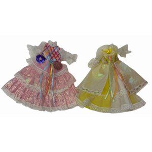 LOT of 2 Vintage Lady Lovely Locks Doll Dress Pink + Maiden Curly Crown Yellow